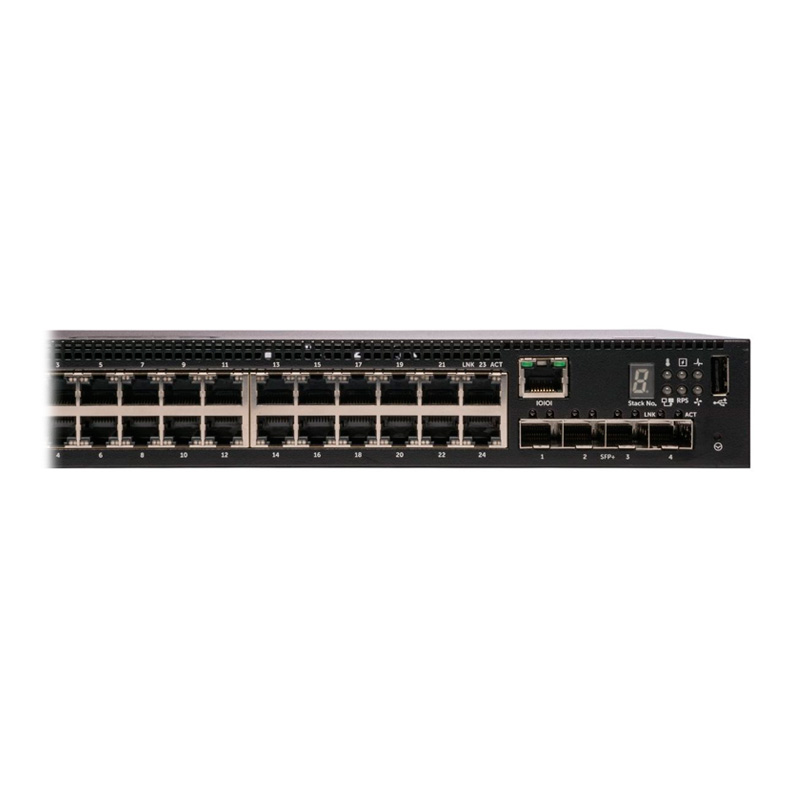 switch dell n1524, l3, 24 rj-45 gbe, 4 x sfp+, 1u. capacidad switching 128 gbps, 