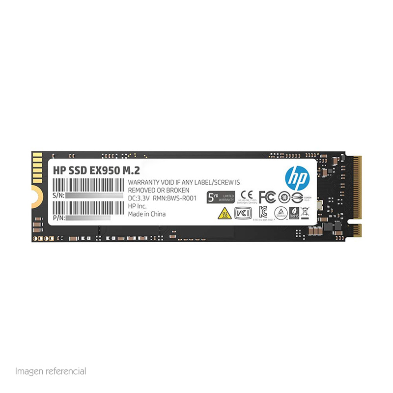 unidad en estado solido hp ex950, 1tb, m.2, 2280,pcie gen 3x4, nvme 1.3.