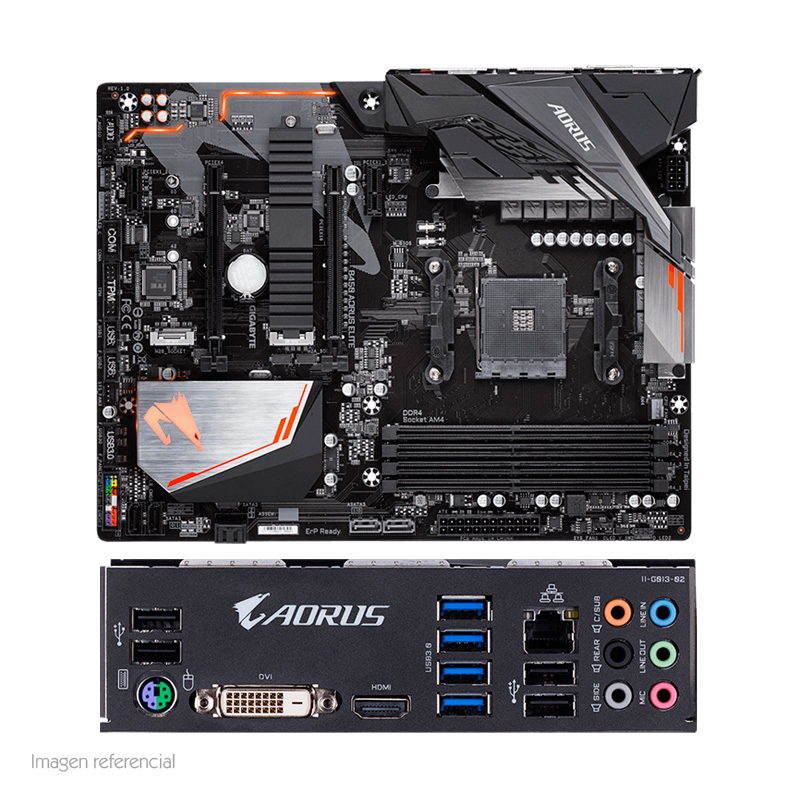 motherboard gigabyte b450 aorus elite, am4, b450,ddr4, sata 6.0, usb 3.1, vd/sn/nw