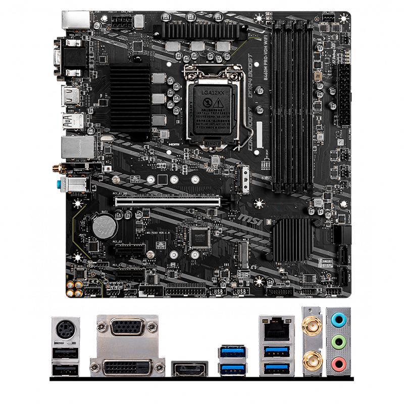 motherboard msi b460m pro-vdh wifi lga1200, ddr4,sata 6.0 gb/s, hdmi, hd audio, usb 3