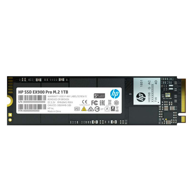 unidad en estado solido hp ex900 pro m.2, 1tb, pcie gen3.0 x4 nvme 1.3