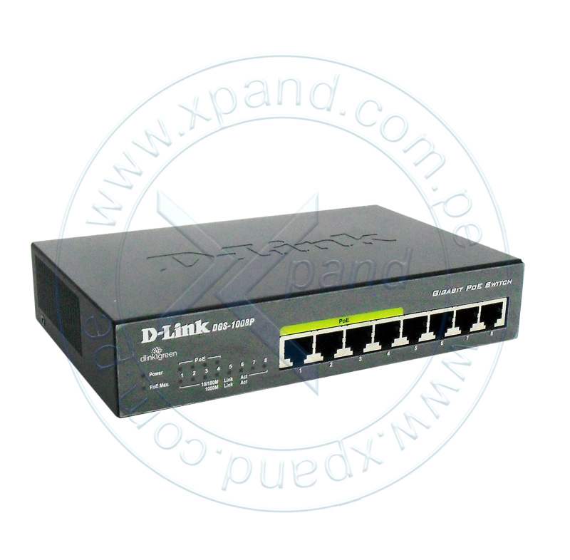 switch d-link dgs-1100-08p, capa 2, 8 puertos rj-45 lan gbe, poe, auto mdi/mdix.