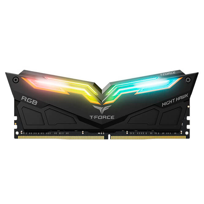 memoria t-force night hawk rgb, 32gb kit (16gb x2), ddr4-3200 mhz, cl-16, 1.35v