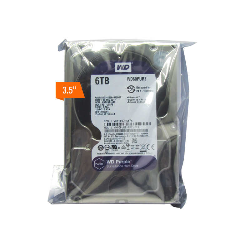 disco duro western digital purple wd60purz, 6tb, sata 6.0 gb/s, 5400 rpm, 3.5.