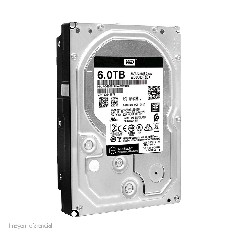 disco duro western digital wd black, 6tb, sata 6.0 gb/s, 256 mb cache, 7200 rpm, 3.5