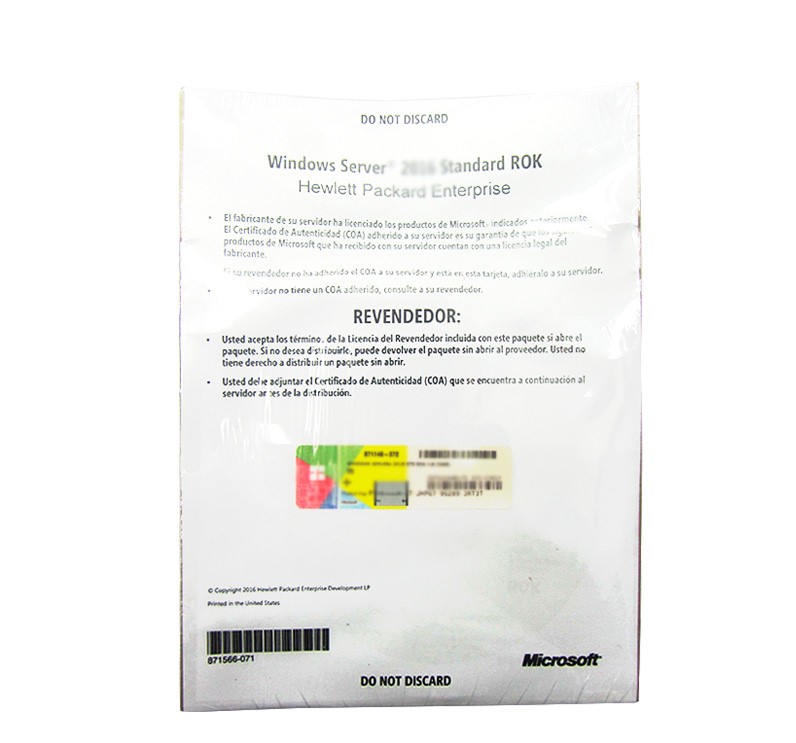 hpe windows server 2019 standard rok español, p11058-071, 16 core.