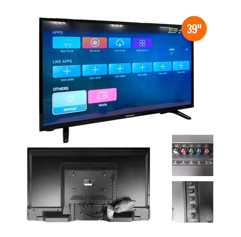 televisor smart advance adv39n77d, 39 led hd, 1366 x 768, wireless, lan.