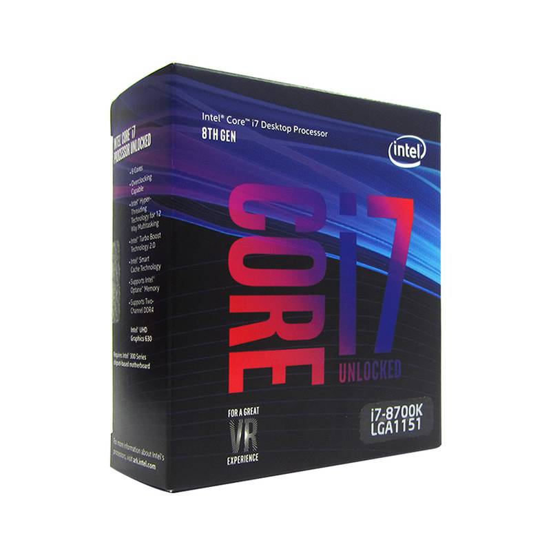 procesador intel core i7-8700k, 3.70 ghz, 12 mb caché l3, lga1151, 95w, 14 nm.