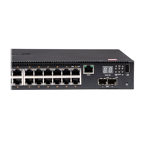 switch dell n2024p, l3, 24 rj-45 gbe, 2 x sfp+, poe, 2 puertos de apilamiento, 1u.